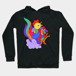 Colorful abstract happy chicken Hoodie